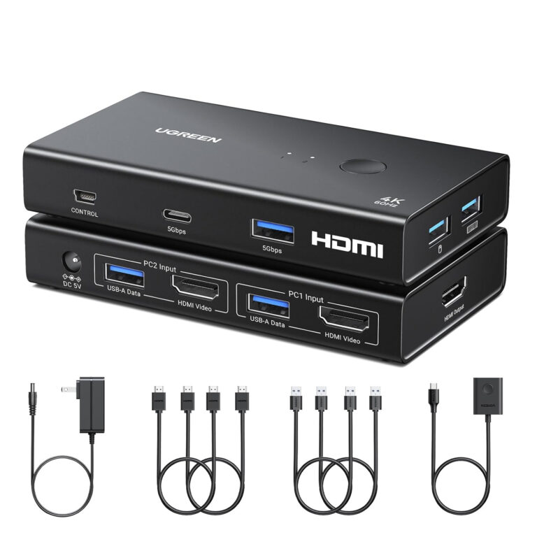 UGREEN 2-In-1 HDMI KVM Switch 4 USB Ports 4K@60Hz Black