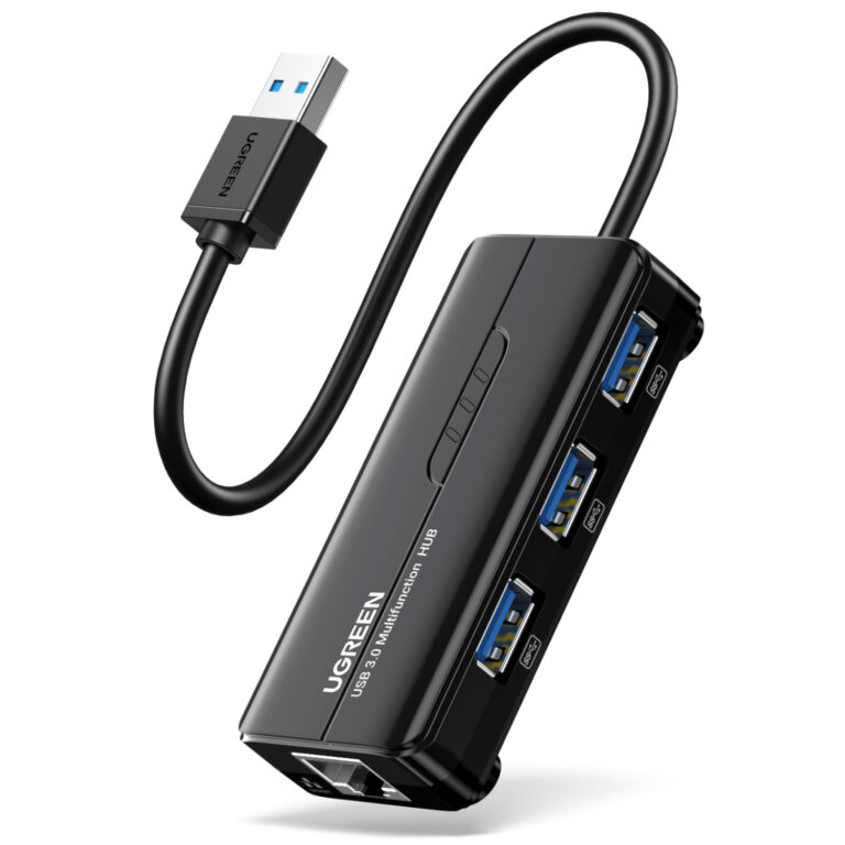 UGREEN USB Type-A to Ethernet Adapter with 3-Port USB Hub