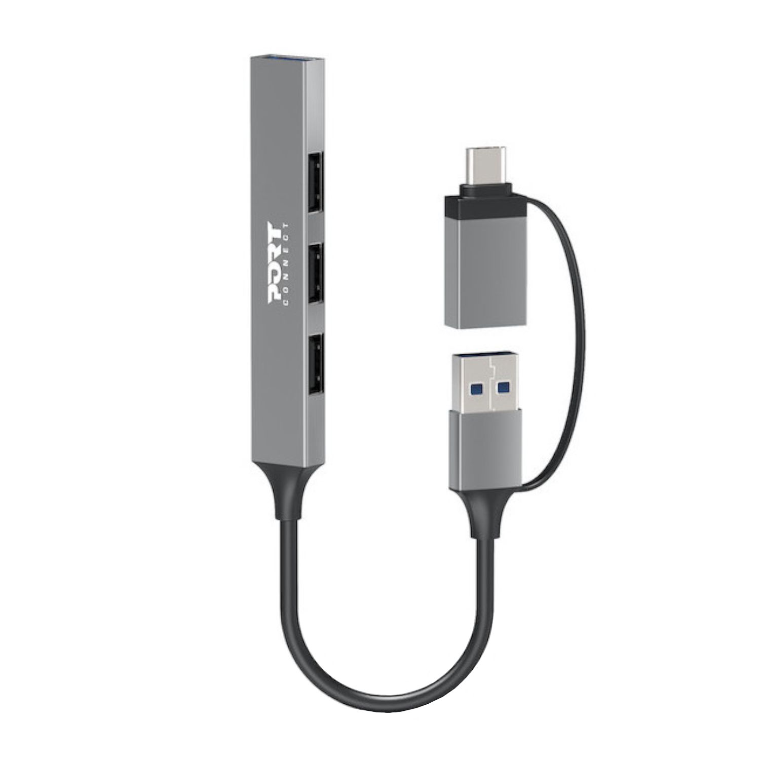 Port Connect USB-C to 4-Port USB-A Hub