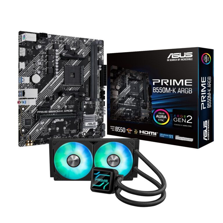 ASUS PRIME B550M-K ARGB AM4 Motherboard + 240mm Cooler Bundle