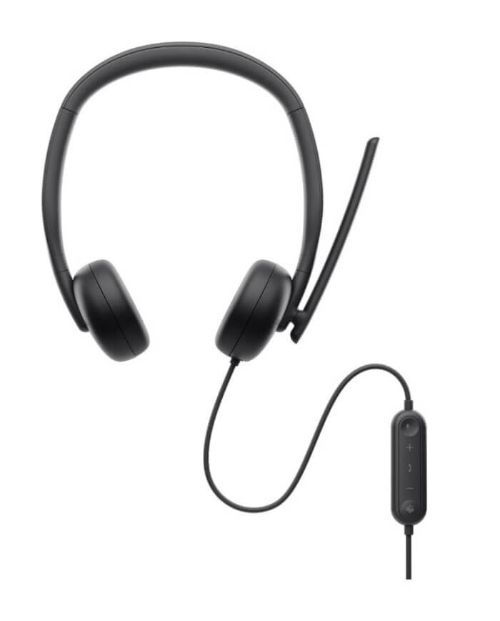 Dell WH3024 Wired Headset USB-C, On-Ear, Black