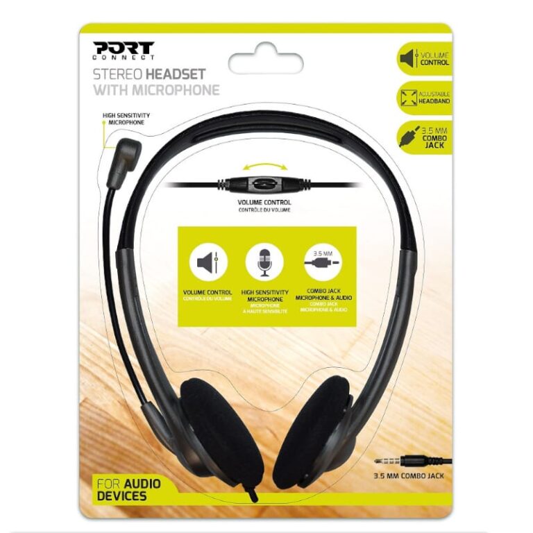 Port Black Stereo Combo-Jack Headset, 3.5mm