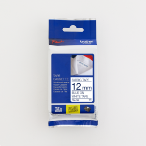 Brother TZe-FA3 12mm Fabric Tape, Blue on White, 3m