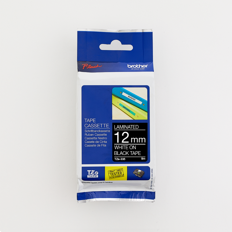 Brother TZe-335 12mm Laminated Tape White on Black