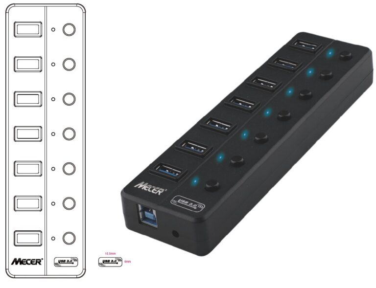 Mecer USB 3.1 7-Port External Hub 5Gbps
