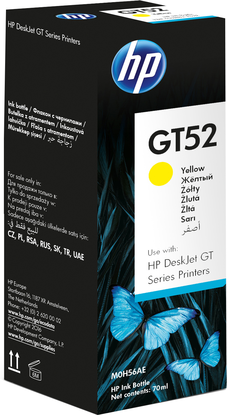 HP GT52 Yellow Original Ink Bottle M0H56AE