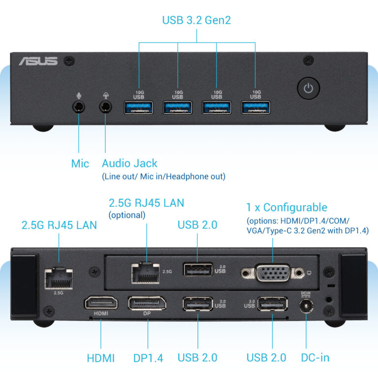 ASUS ExpertCenter PN43 Intel N100 Fanless Barebone Mini PC